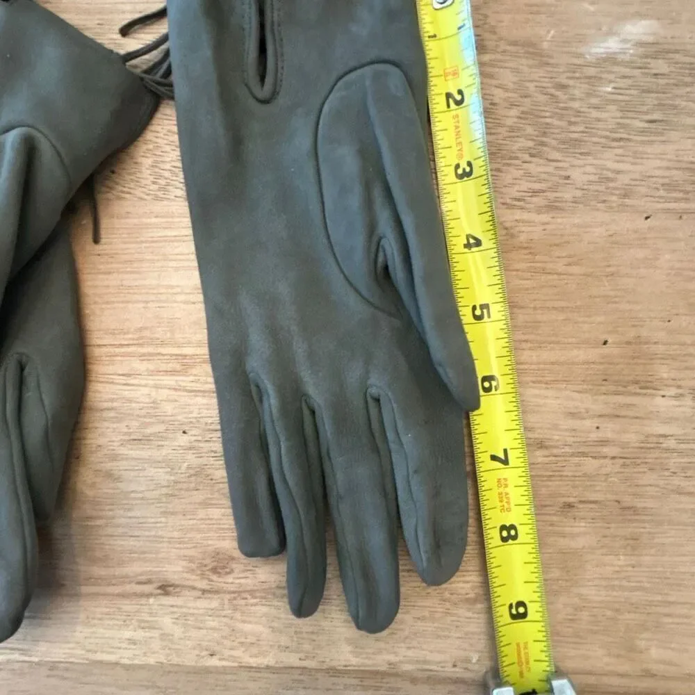 Hermes vintage lambskin suede gray width stitching gloves winter S